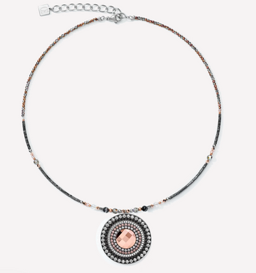 Coeur De Lion Onyx and Grey Crystal Amulet Necklace