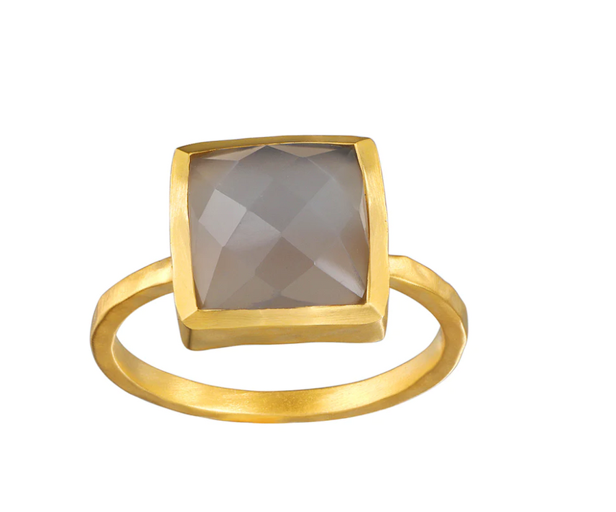 Satya Square Grey Moonstone Ring Size 6