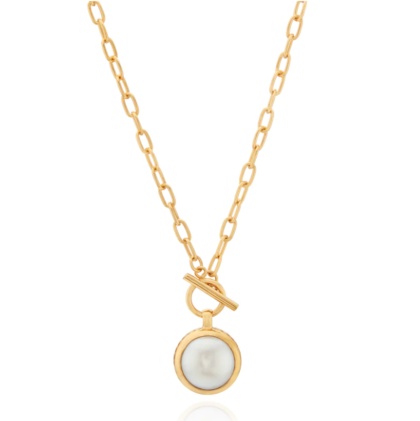 Anna Beck Gold Pearl Toggle Chain Necklace