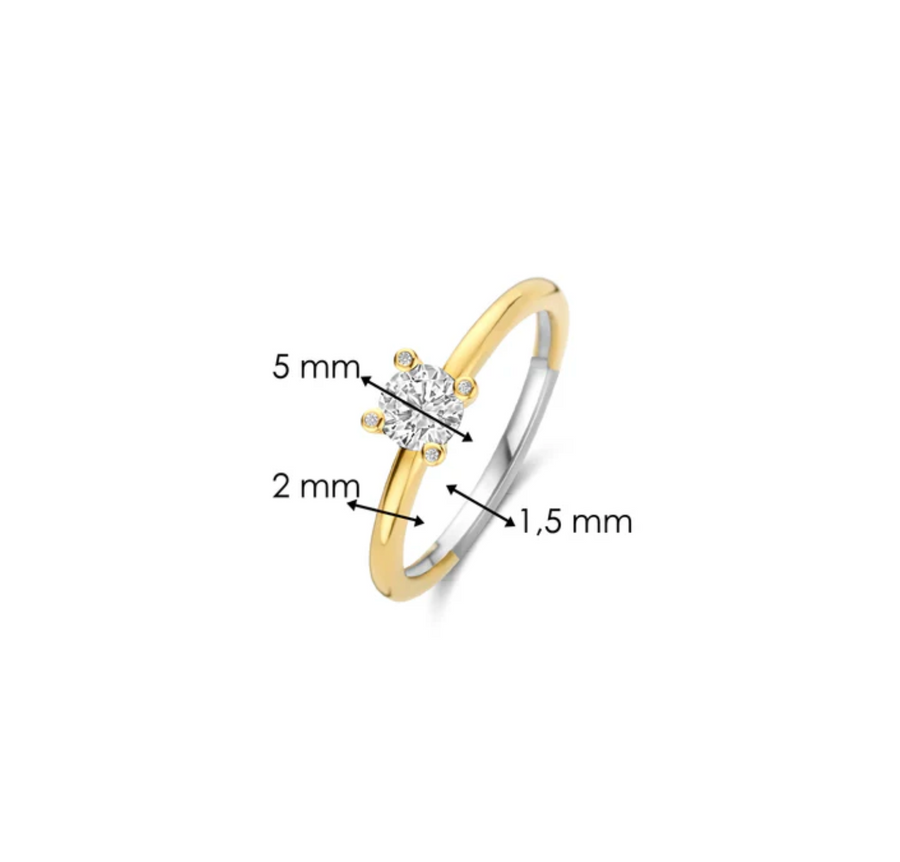 Ti Sento Gold Solitaire CZ Bezel Claw Ring Size 7