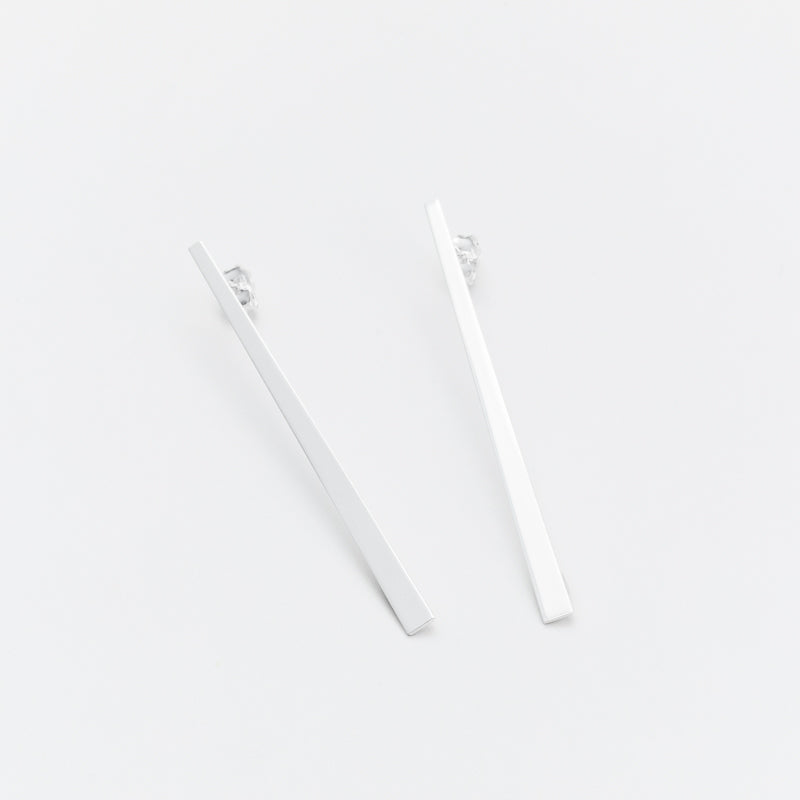 Marseille Sterling Silver Long Flat Bar Stud Earrings