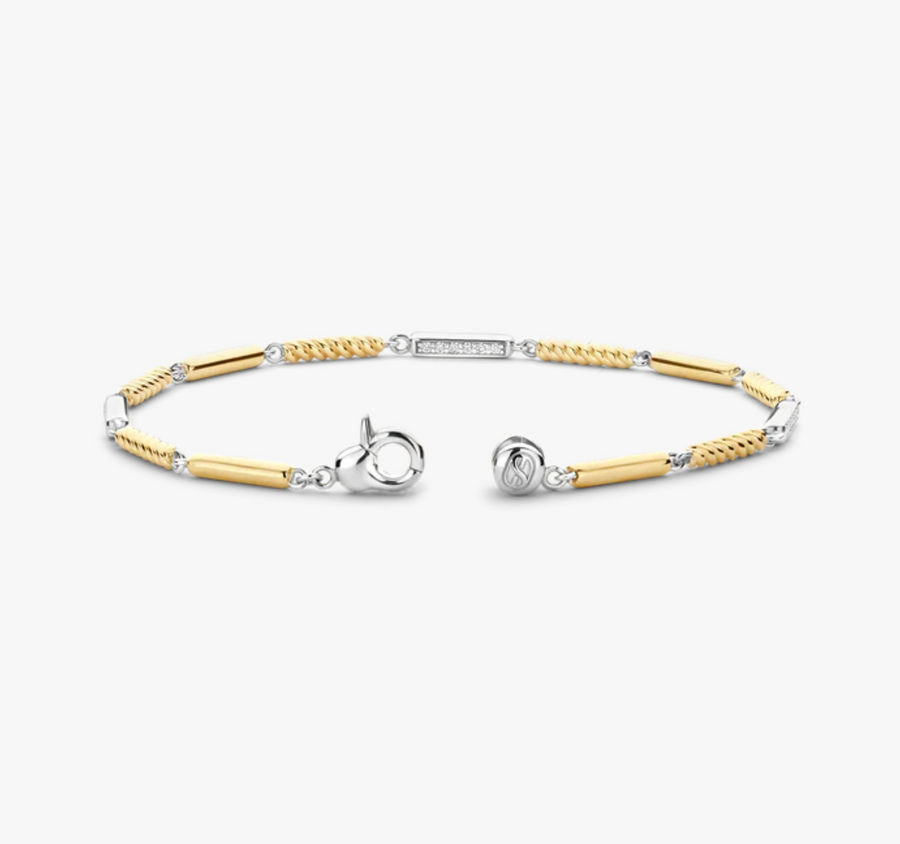 Ti Sento Two Tone Rope Bar Link Bracelet