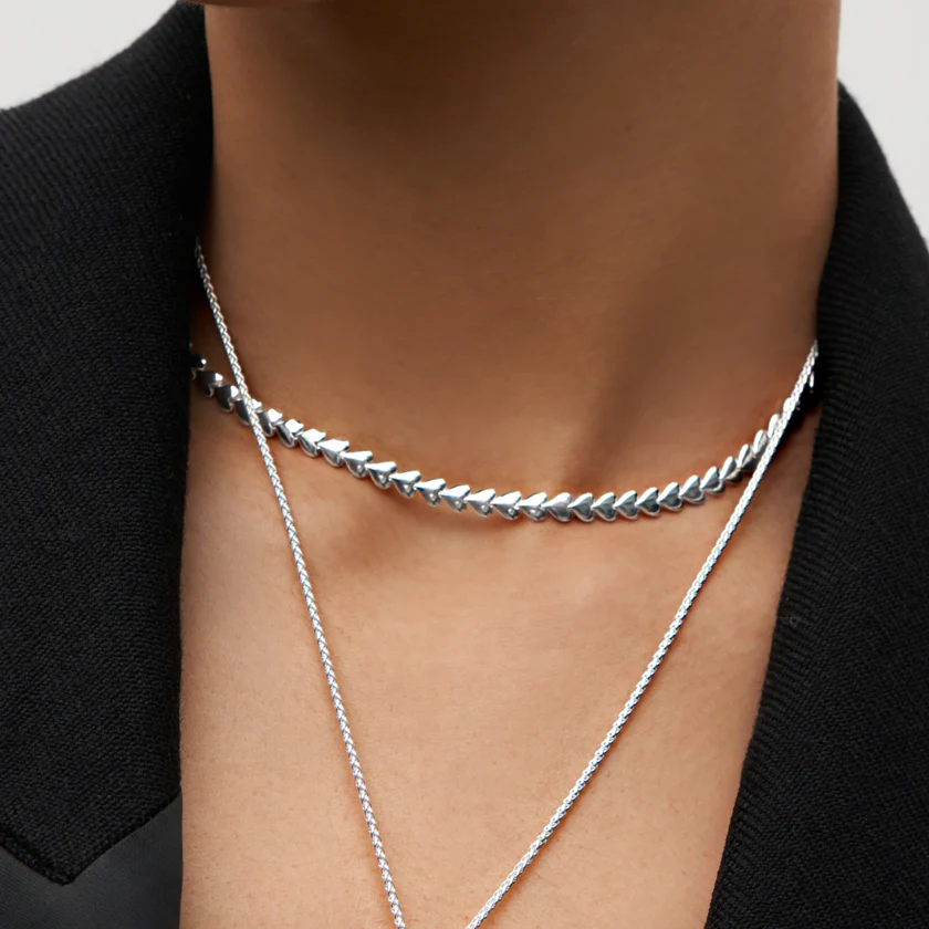 Hillberg And Berk Silver Heart String Chain Necklace