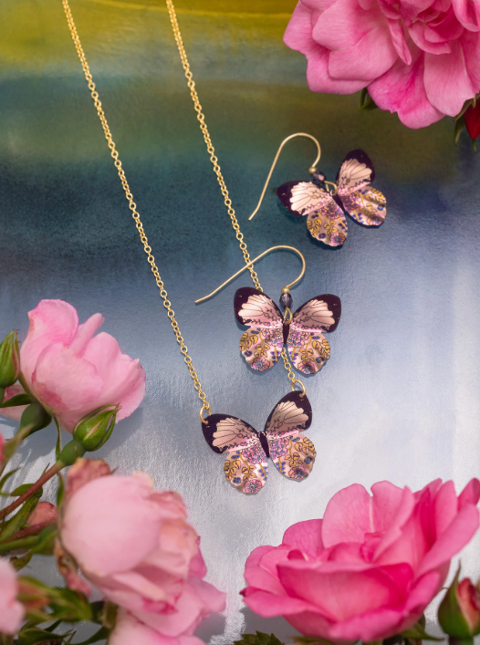 Holly Yashi Pink Blooming Butterfly Necklace