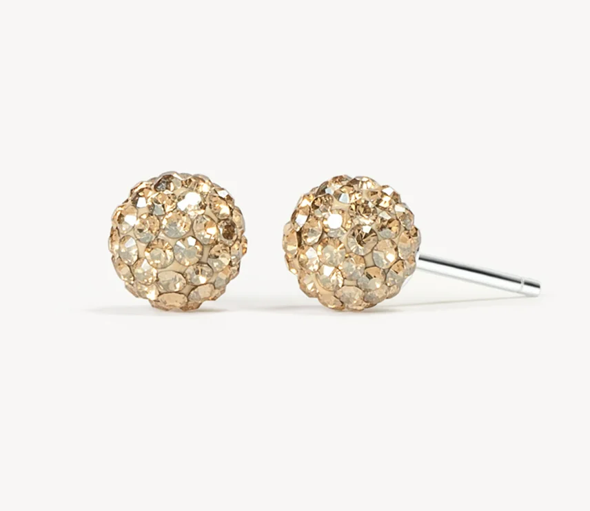 Hillberg And Berk Mini Soft Gold Sparkle Ball Studs