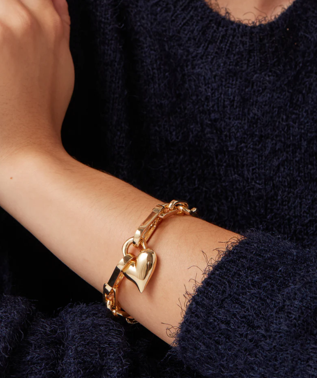 Jenny Bird Gold Padlock Heart Chain Bracelet