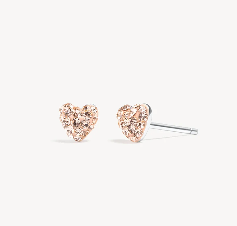 Hillberg And Berk Mini Rose Heart Sparkle Studs