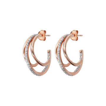 Bronzallure CZ Tri Hoop Post Earrings