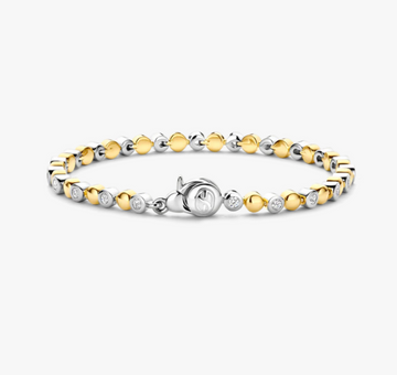 Ti Sento Two Tone Half-Dome CZ Link Bracelet