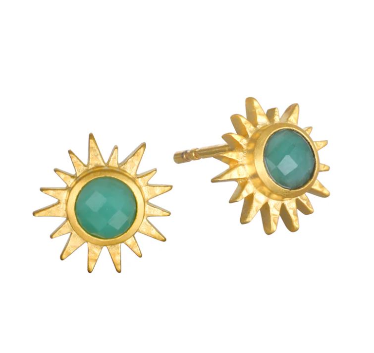 Satya Gold Green Onyx Starburst Stud Earrings