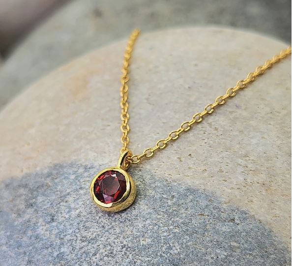 Heart And Lotus January Birthstone Necklace