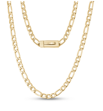 A.R.Z Steel 7mm Gold Figaro Link Chain 24 Inches