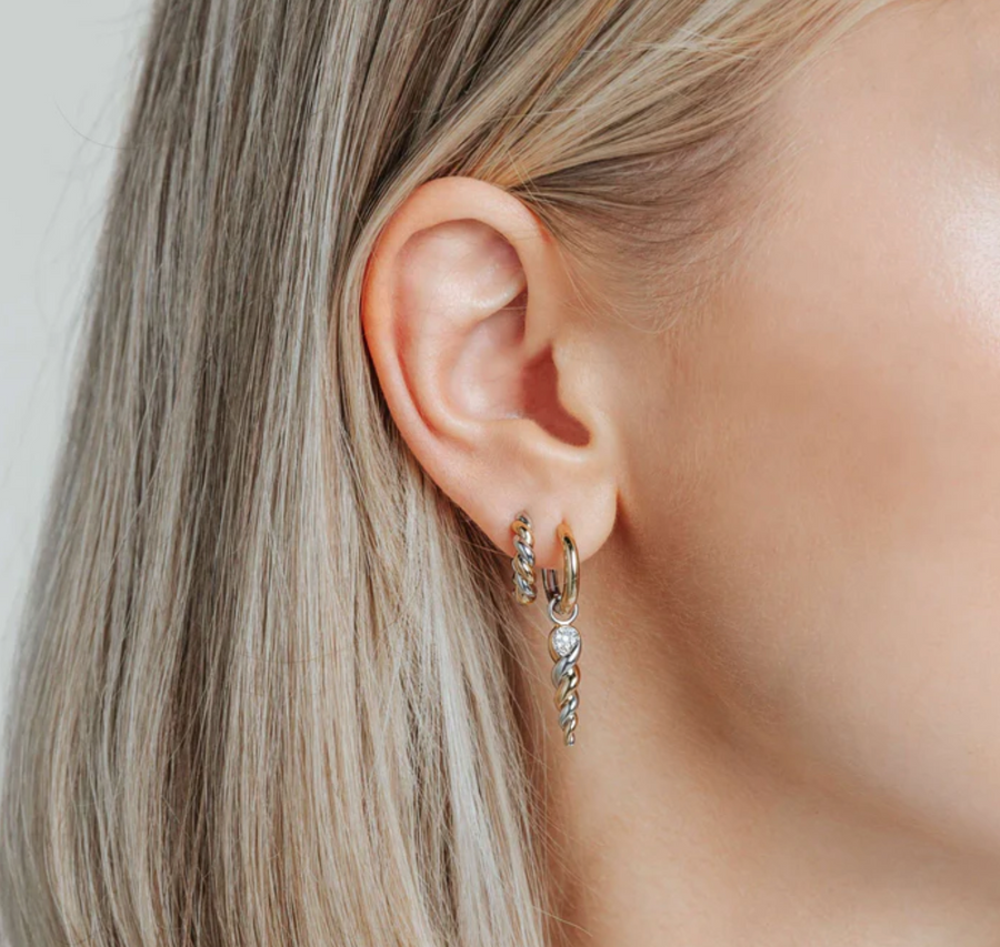 Ti Sento Two Tone Twisted Rope Huggies