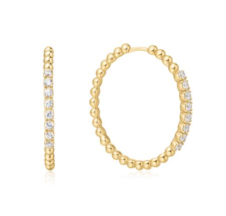 Ania Haie Gold CZ Large Beaded Hoops