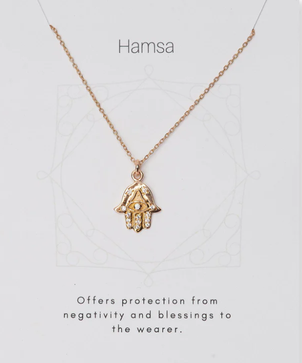 Heart And Lotus Gold Hamsa Necklace