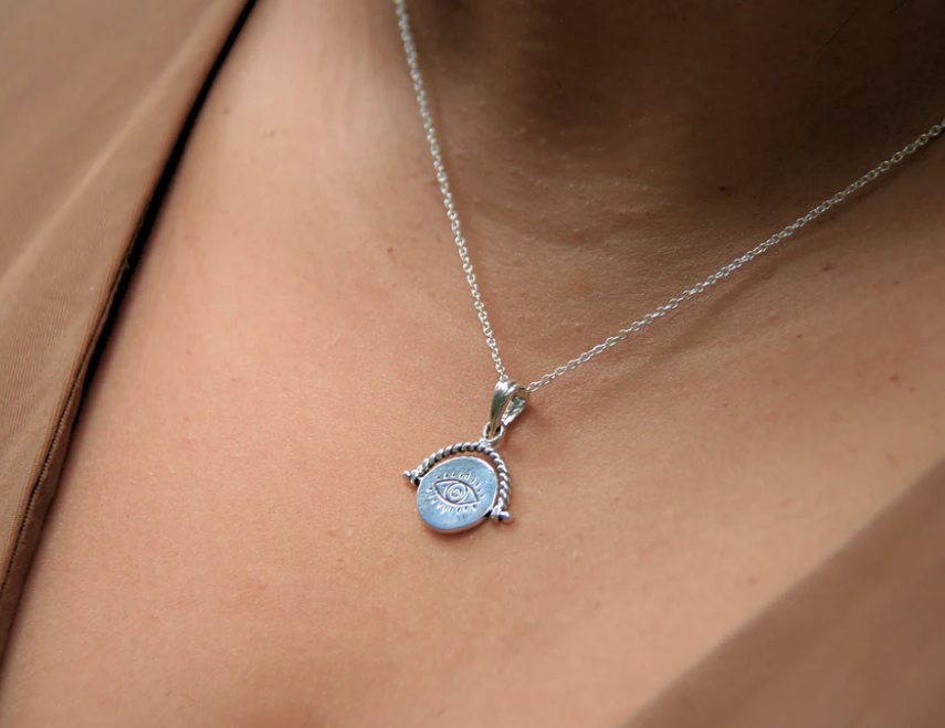 Heart And Lotus Silver Take A Deep Breath Spinner Necklace