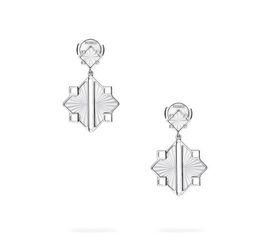 Birks Muse Guilloche Sterling Silver Drop Earrings