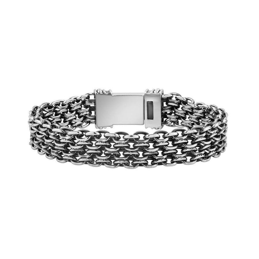 AS-B175-9 A.R.Z  Wide Stainless Steel Link Bracelet 9