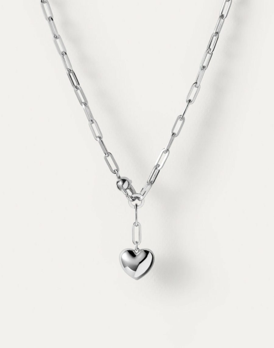 Jenny Bird Silver Puffy Heart Chain Necklace