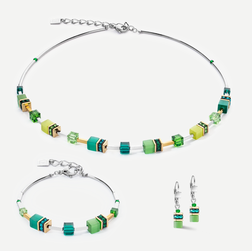 Coeur De Lion GeoCUBE® Iconic Lite Green Earrings