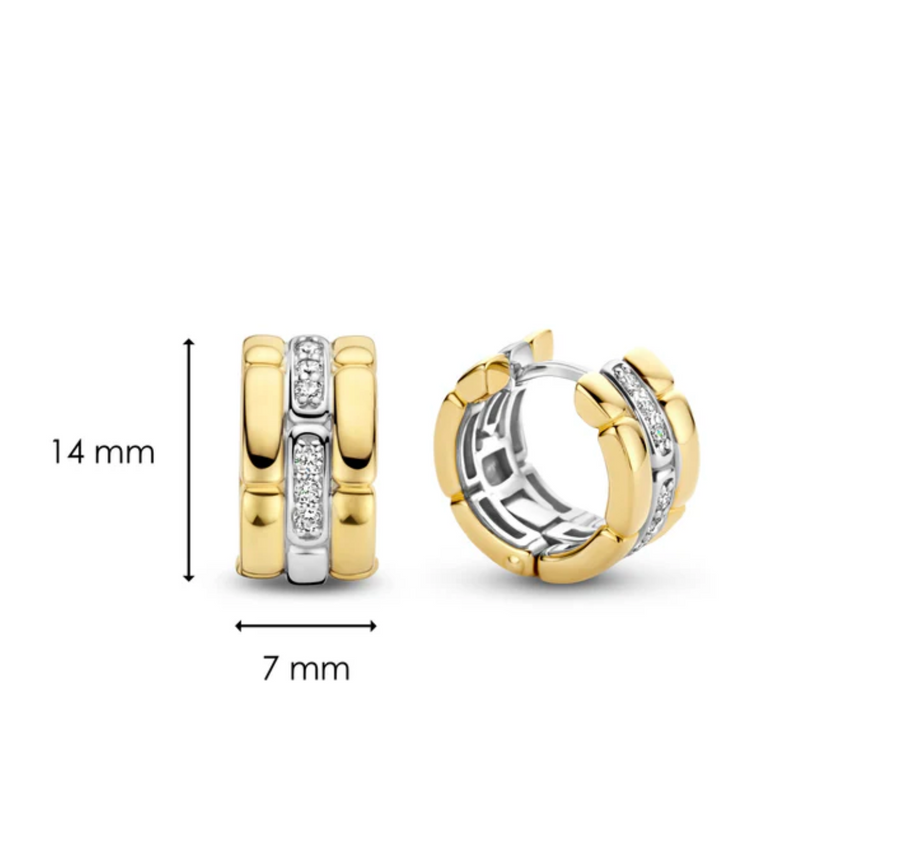 Ti Sento Gold and Pavé Hoop Earrings