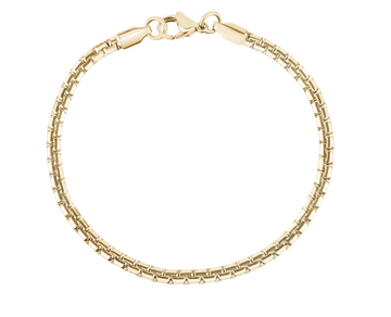 ARZ Steel Gold Flat Boxlink Bracelet 7