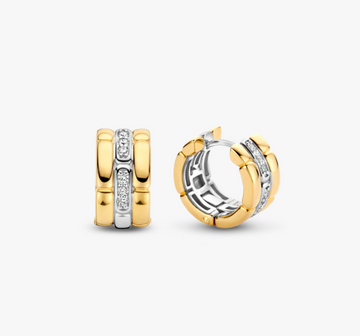 Ti Sento Gold and Pavé Hoop Earrings