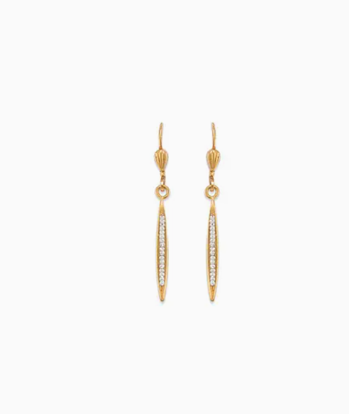La Vie Parisienne Gold Crystal Spear Drop Earrings