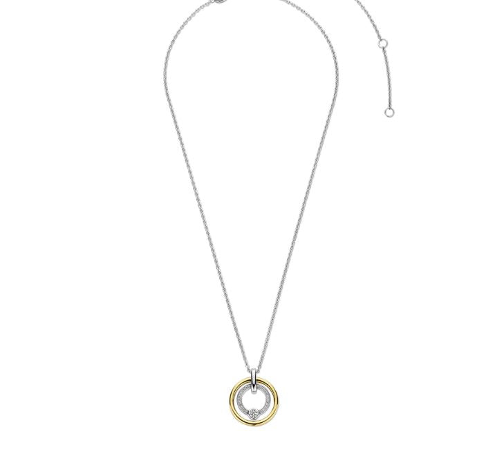 Ti Sento Two Tone CZ Concentric Circles Necklace