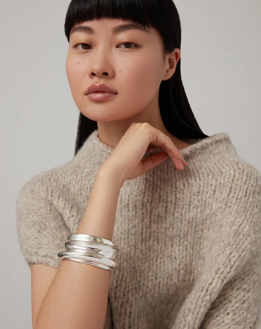 Jenny Bird Silver Mega Lennon Bangle Size Large