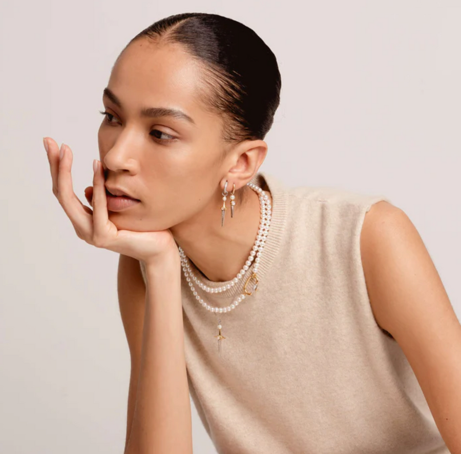 Ti Sento Two Tone Elongated Star Necklace