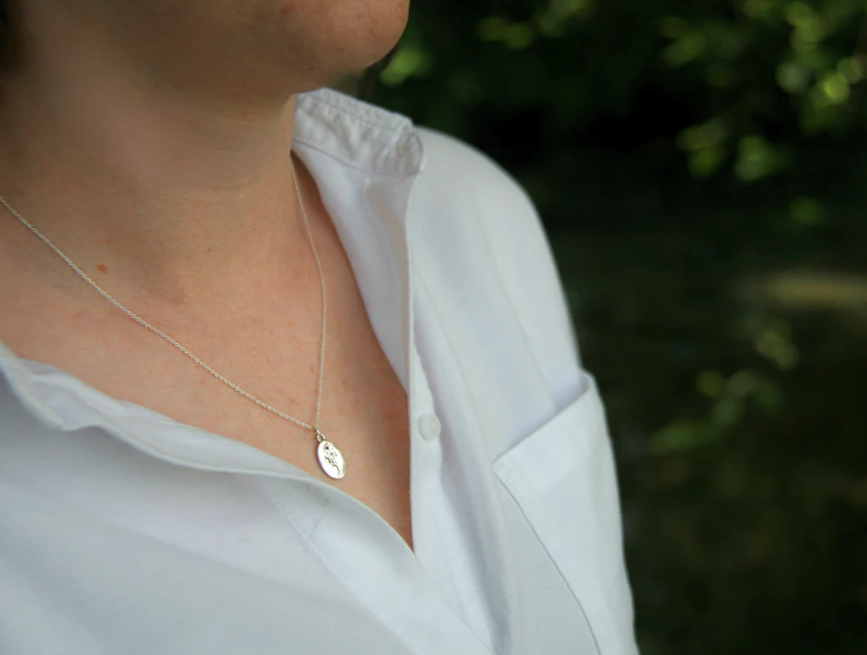 Heart And Lotus Silver Rose June Birth Flower Necklace