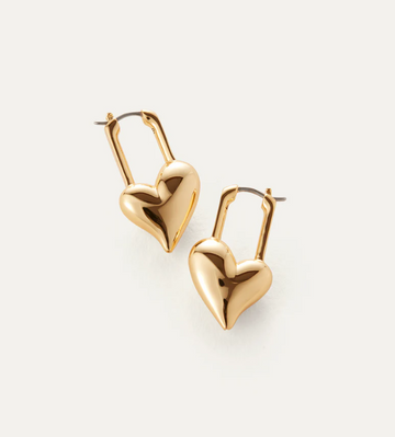 Jenny Bird Gold Padlock Heart Earrings