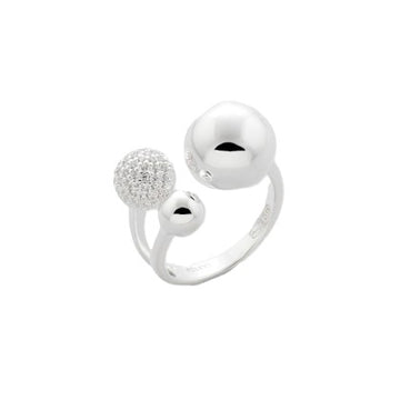 Marseille Sterling Silver 3 Ball CZ Open Ring