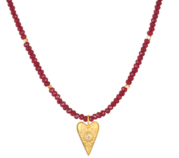 Satya Gold Healing Heart Red Onyx Necklace