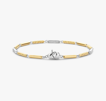 Ti Sento Two Tone Rope Bar Link Bracelet