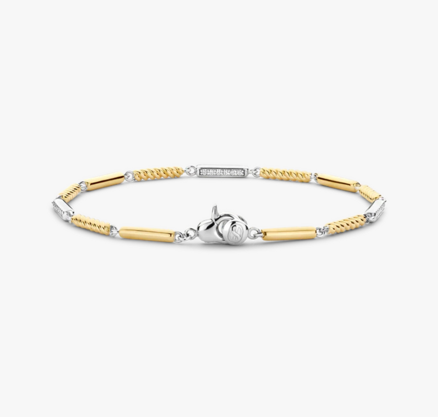 Ti Sento Two Tone Rope Bar Link Bracelet