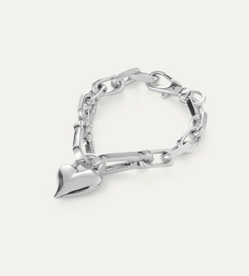 Jenny Bird Silver Padlock Heart Chain Bracelet