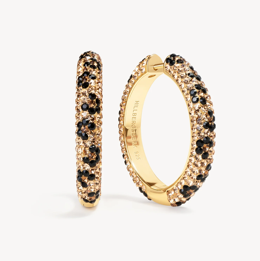 Hillberg And Berk Leopard Large Sparkle Hoops
