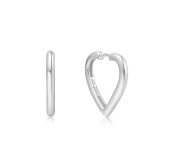 Ania Haie Silver Medium Heart Hoops