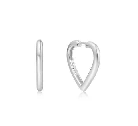 Ania Haie Silver Medium Heart Hoops