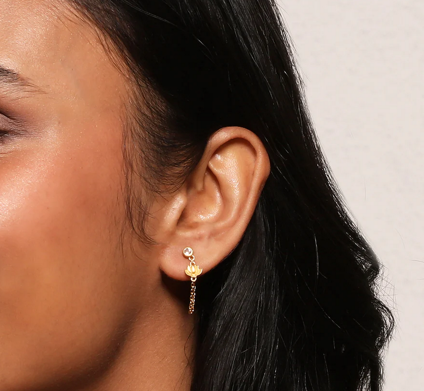 Satya 'Arising Lotus' Chain Stud Earrings