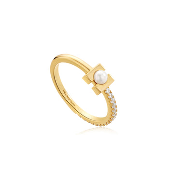 Ania Haie Gold Pearl Modernist Ring Size 7