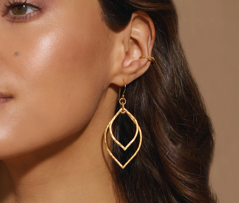 Satya Hammered Petal Linear Earrings