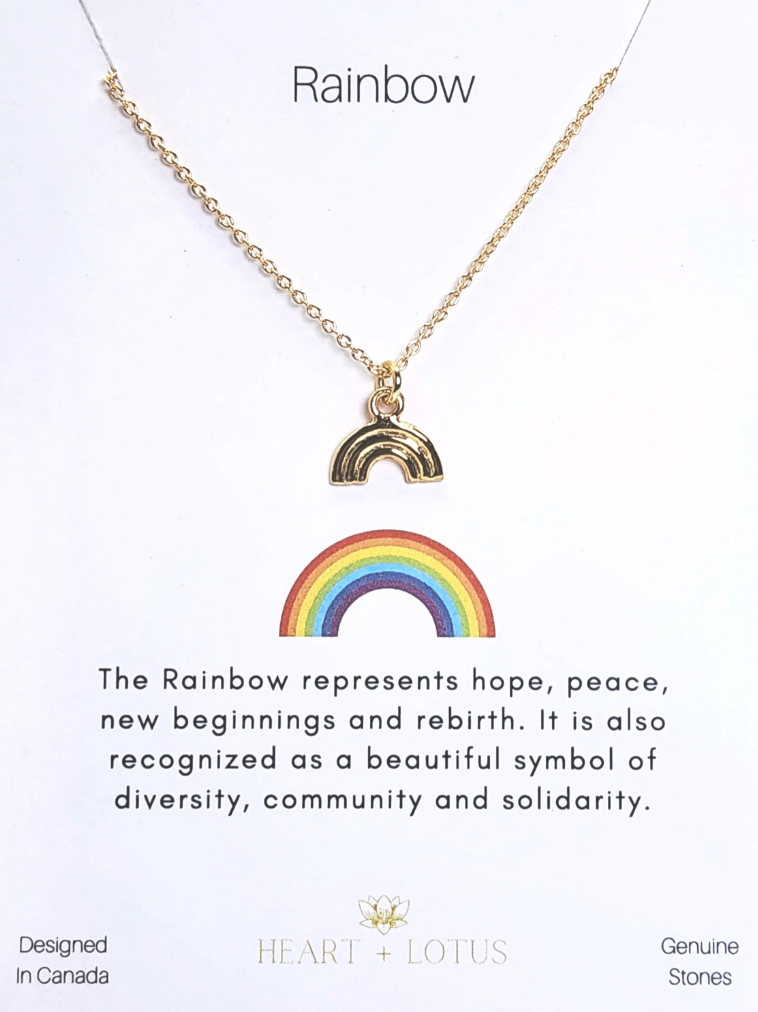 Heart And Lotus Gold Rainbow Necklace
