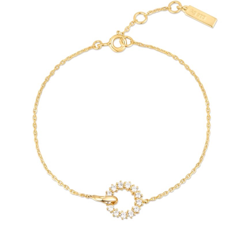 Ania Haie Gold Interlinked Circles Pave Bracelet