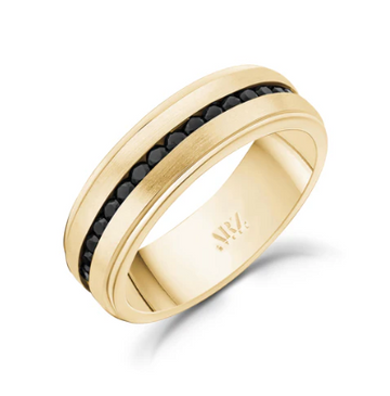 ARZ Steel Gold Black Stone Matte Band Size 9