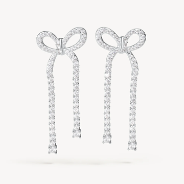 Hillberg And Berk Silver Tennis Bow Statement Earrings