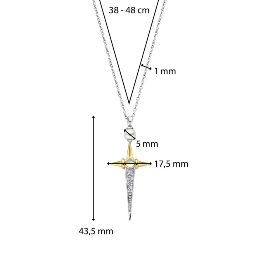 Ti Sento Two Tone Elongated Star Necklace