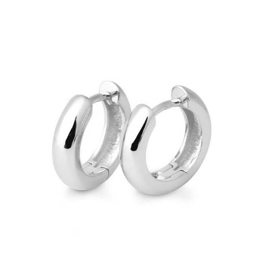 Breuning Sterling Silver 13mm Rounded Huggies